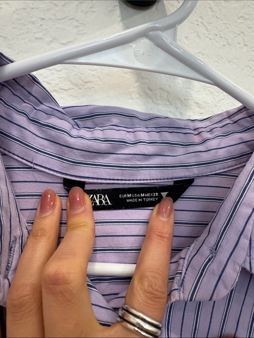 Lavender Striped Button-Down Shirt oversized - Picture 2 of 4
